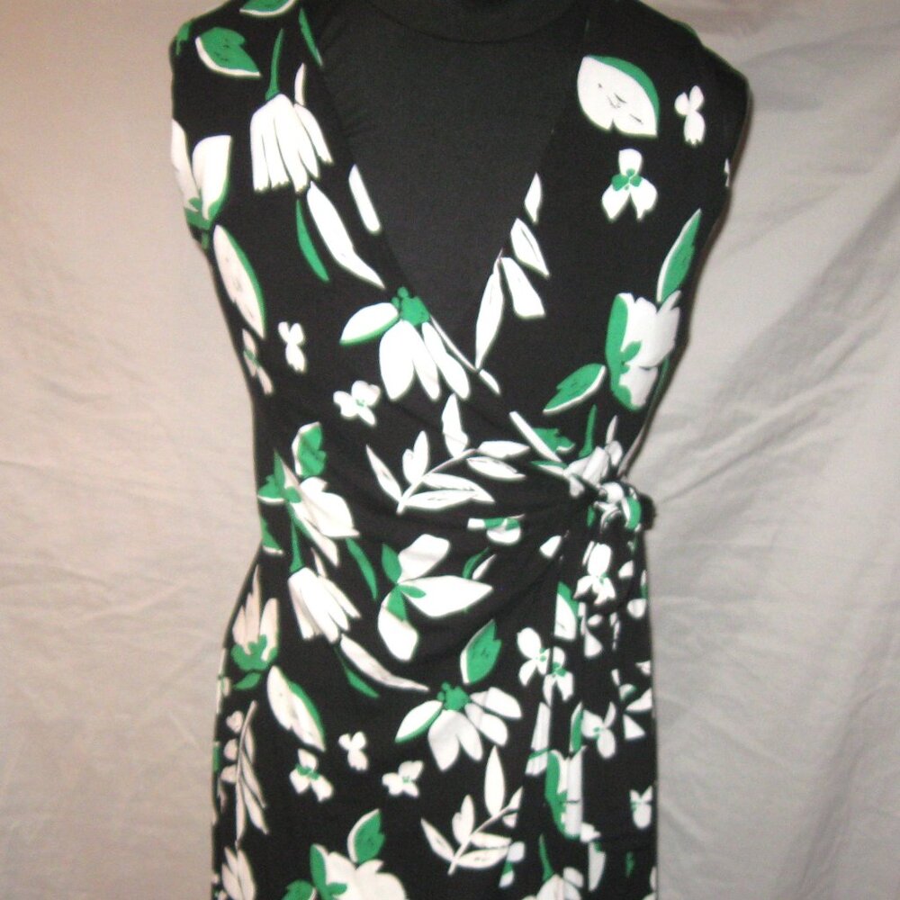 A NEW DAY Floral Wrap Dress Black Green XS S
